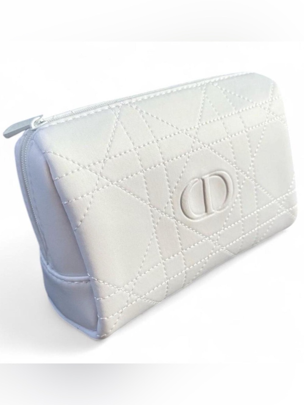 Dior Authentic White Quilted Makeup Cosmetic Bag Limited Edition